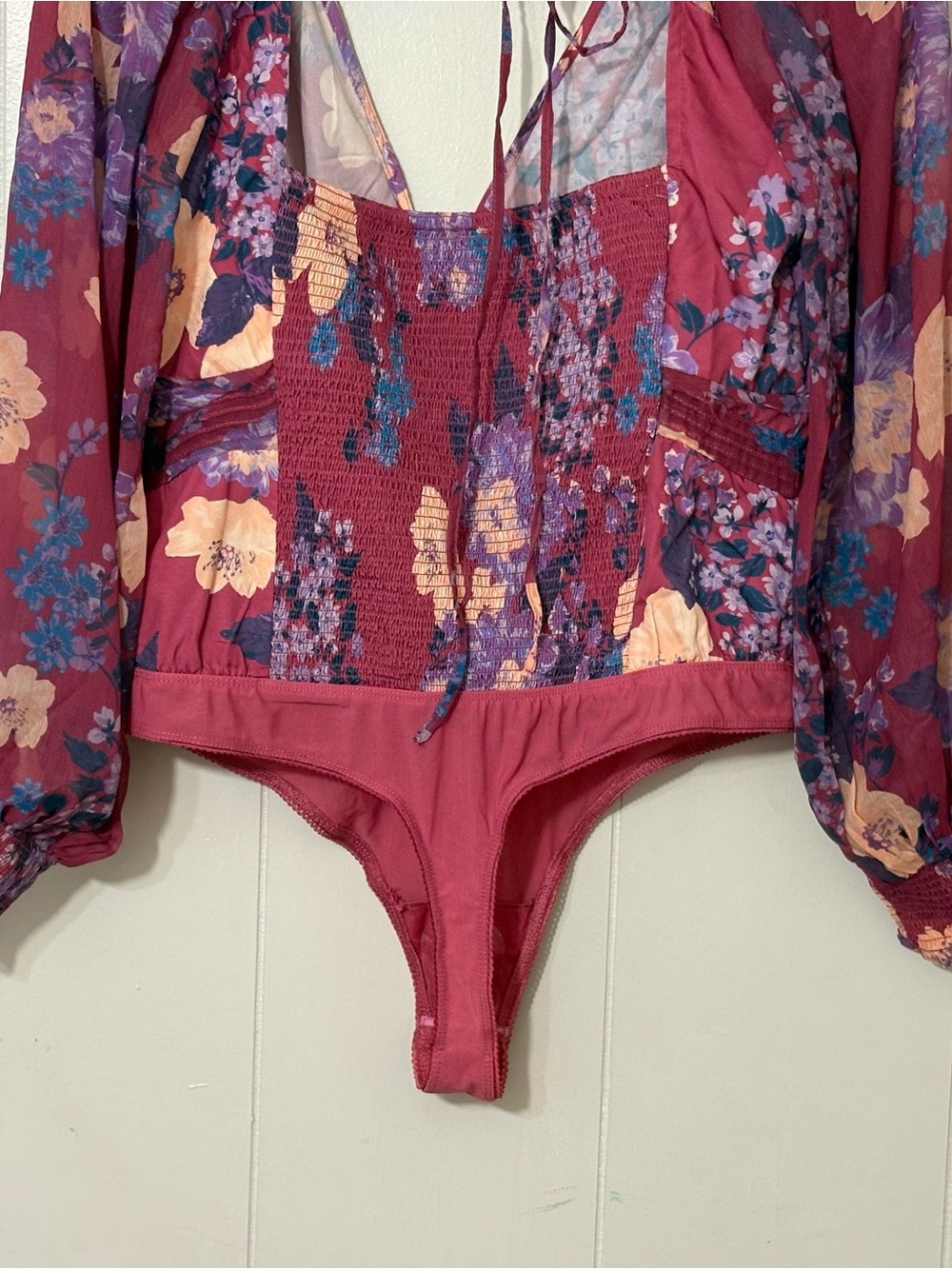 Free People Intimately FP Wonderlost Bodysuit XL Floral Sheer Boho Romantic Top - Picture 11 of 12
